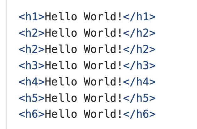 Heading 1 to 6 in html